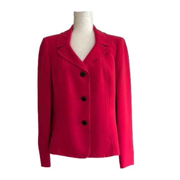 Evan Picone Blazer Red Pink Button Front Career Business Jacket Size 10 - Picture 1 of 12